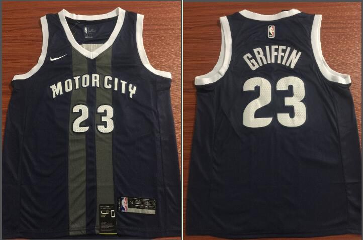 Men Detroit Pistons #23 Griffin Black City Edition Game Nike NBA Jerseys